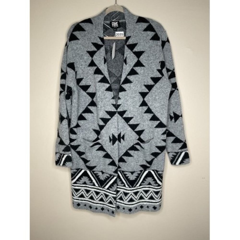 NWT Frye Gray Western Knit Cozy Comfy Open Front Cardigan Women XL China